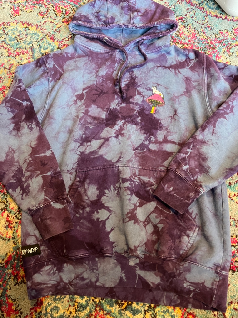 Ripndip Purple Tie-Dye Hoodie with Mushroom Graphic